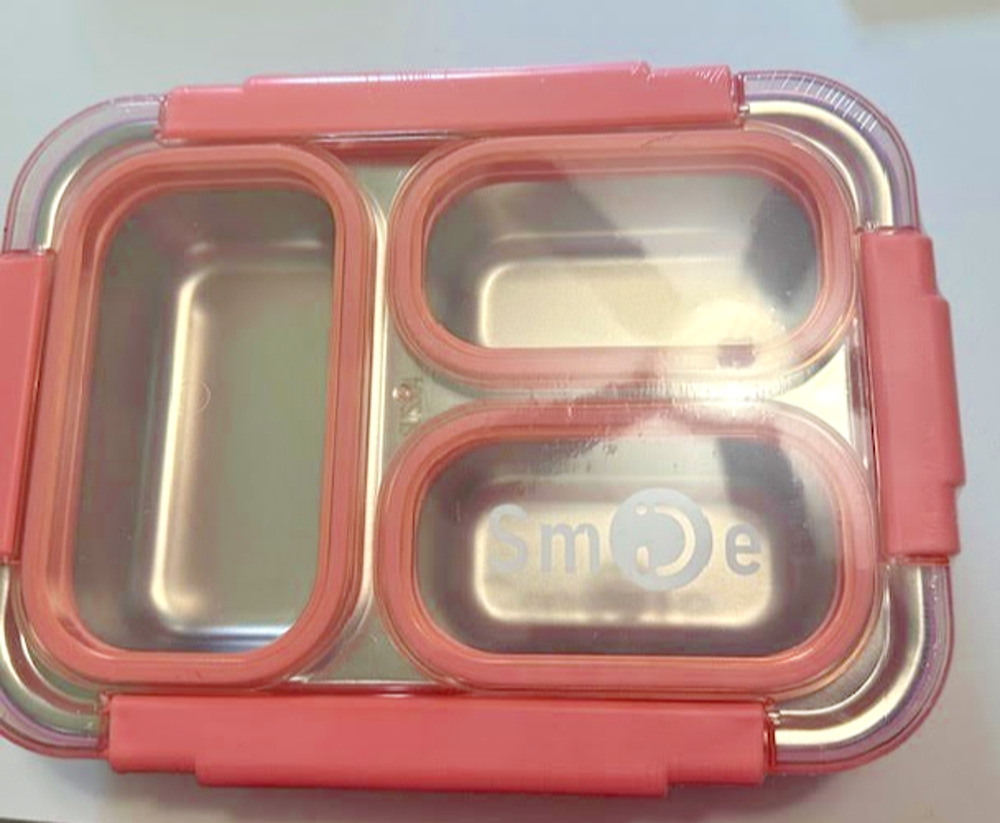 New Stainless Steel Bento Lunch Box Leak-Proof 3-Compartment Food Container Pink